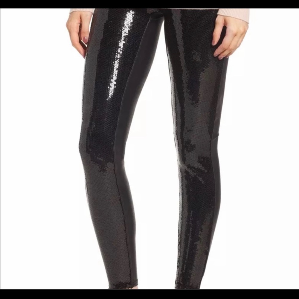 Spanx Faux Leather Sequin Leggings